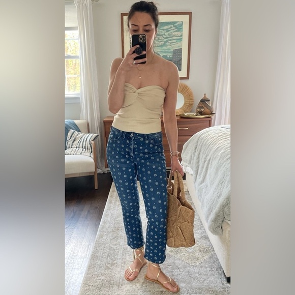 Anthropologie Pilcro Daisy Embroidery High Rise Crop Jeans - Picture 1 of 15